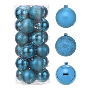 Unique Bargains Plastic Party Wedding Christmas Barrel Packed Hanging Ornament Balls 2.4" 24 Pcs - 1 of 4