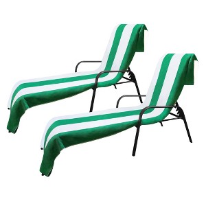 Cabana Striped Cotton Standard Size Towel/ Chaise Lounge Chair Cover Set by Blue Nile Mills - 1 of 4