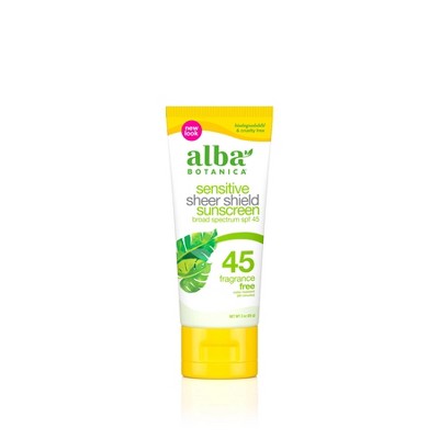 Alba Botanica Sensitive Sheer Sunscreen Shield - SPF 45 - 3oz