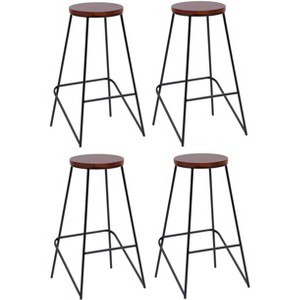 Nordlys Set of 4 Metal and Wood Bar Stool Exotic Boho Dining Room - 1 of 4