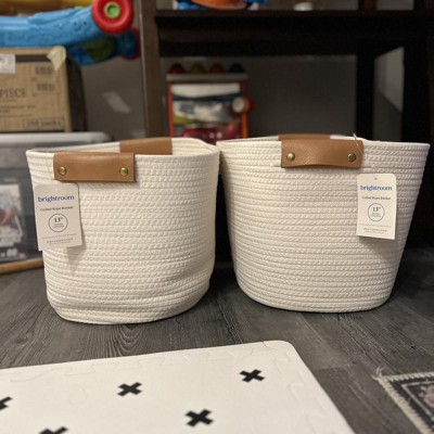 13 Decorative Coiled Rope Square Base Tapered Basket Small White -  Brightroom™