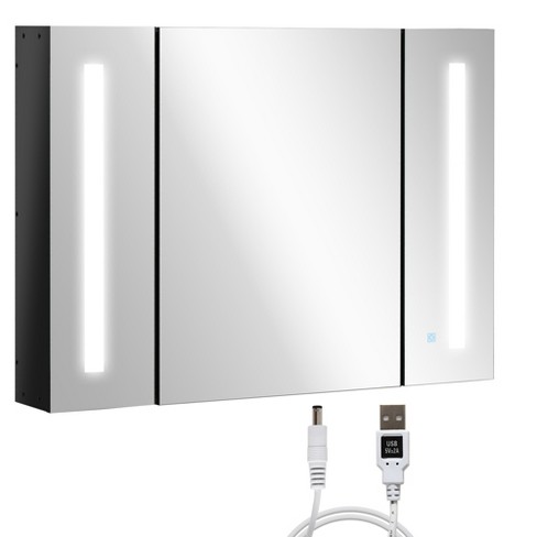 Kleankin Led Lighted Medicine Cabinet With Mirror 35.5