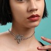 SOHI Women's Crystal Silver Casual Choker Necklace - 4 of 4