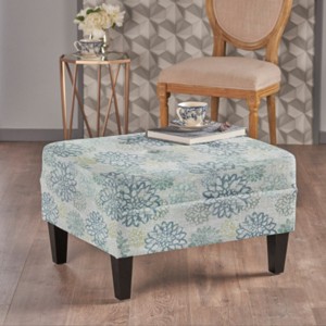 Classic Upholstered Ottoman with Cushioned Top,Velvet Ottoman,Ottoman Bench,Comfortable Living Room Furniture-Maison Boucle - 1 of 4