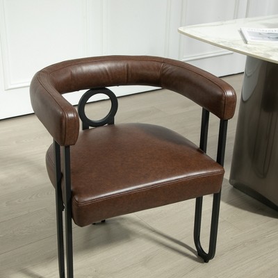 House Hold Contemporary Chenille Upholstered Accent Chair, Set of 1 for Kitchen & Living Room, PU, Dark Brown