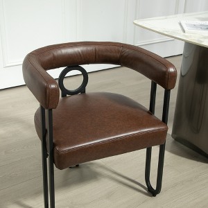 House Hold Contemporary Chenille Upholstered Accent Chair, Set of 1 for Kitchen & Living Room, PU, Dark Brown - 1 of 4