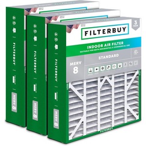 Filterbuy 20x25x6 Air Filter (3-Pack), Pleated MERV 8 Dust Defense HVAC AC Furnace Air Filters for Aprilaire Space-Gard 201 / 2200 / 2250 & Lennox - 1 of 4