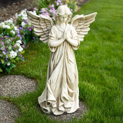 29.5" White Polyresin Angel Standing in Prayer Garden Statue