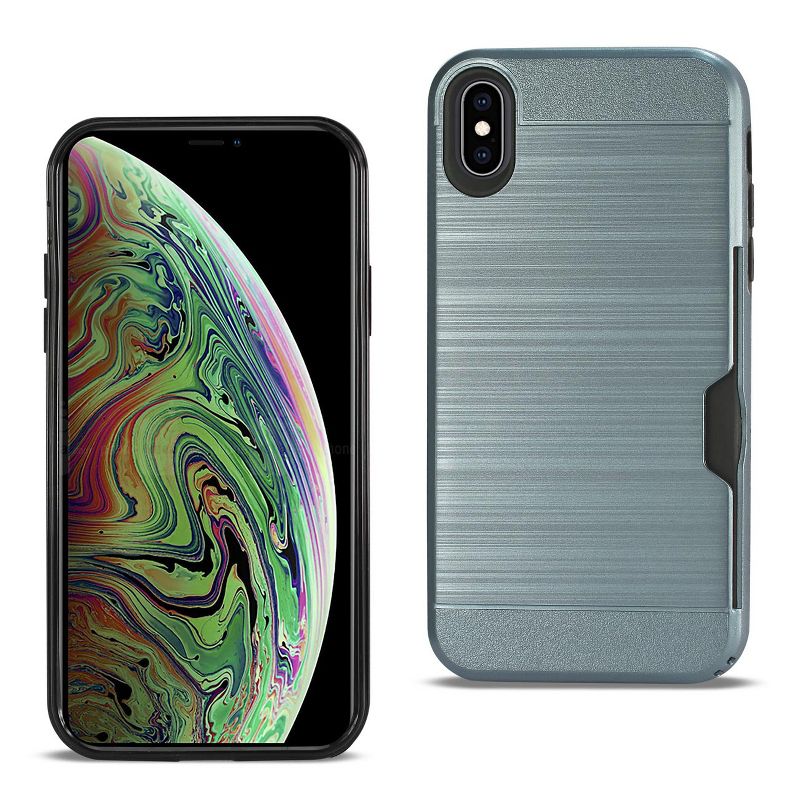 Reiko iPhone XS Max Slim Armor Hybrid Case with Card Holder in Navy, 1 of 5