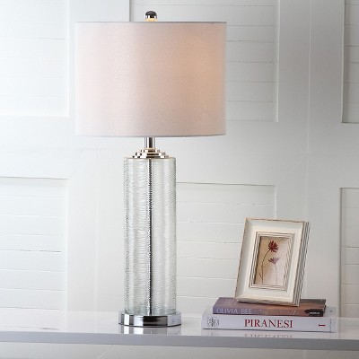 Grant 29" Clear Glass Table Lamp Set with White Cotton Shade