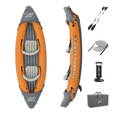 Hydro-Force Spacious 10 Foot x 6 Inch Rapid X2 Inflatable Kayak Water Activity Set with Oars, Inflata-Shield Technology, and Removable Fins