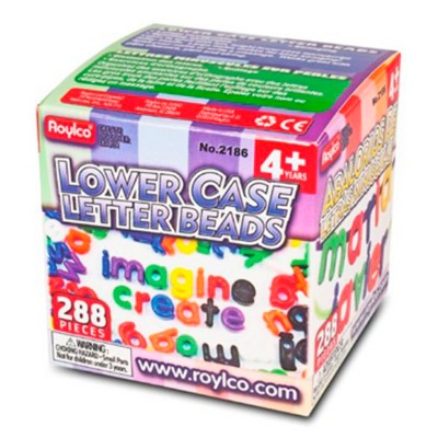 Roylco Alphabet Beads Lowercase Letters, Assorted Colors, Set of 288