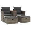 VidaXL Patio Sofa 2-Seater with Stools Gray Poly Rattan - 2 of 4