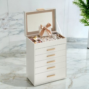 SONGMICS Jewelry Box with Glass Lid, 6-Layer Jewelry Organizer, 5 Drawers, for Sunglasses, Big Jewelry, Jewelry Storage - 1 of 4