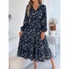 Casual V Neck Boho Floral Print Wedding Guest Maxi Dresses for Women Bohemian Flowy Maxi Dress - 3 of 4