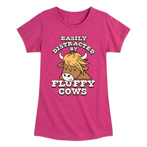Girls' - Instant Message - Fluffy Cows Fitted Short Sleeve Graphic T-Shirt - 1 of 4