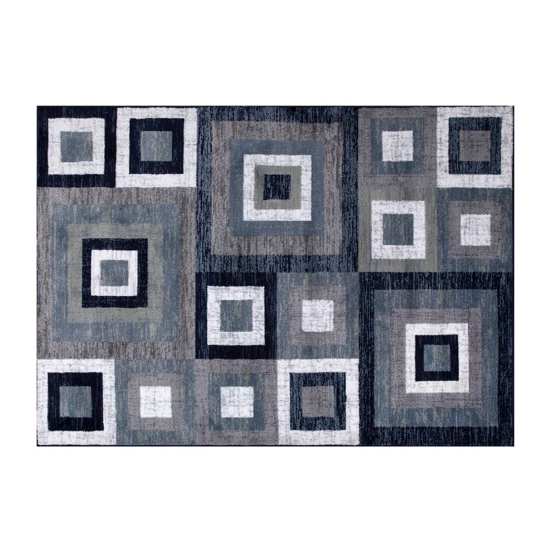 Emma and Oliver Modern Accent Rug with Geometric Square Pattern, 1 of 10