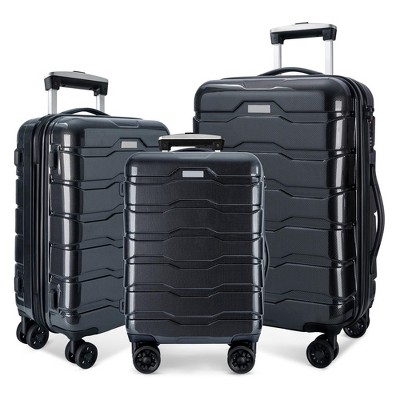 3 Pcs Luggage Sets,Pc+Abs Hardside Travel Sets With 360° Silent Spinner Wheels Tsa Lock Telescopic Handle Lightweight Suit Case,20/24/28 Inch Black