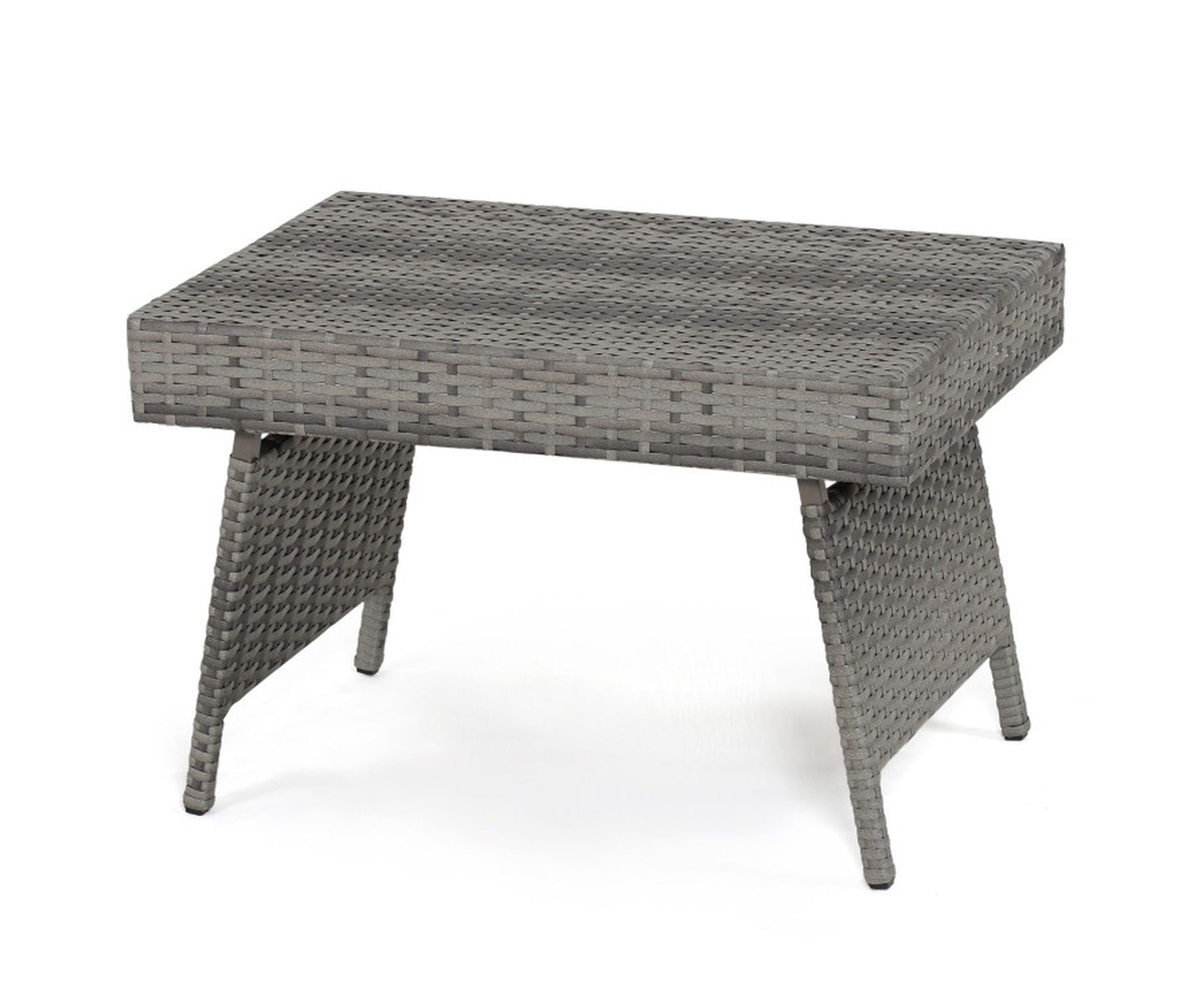 23.5 Inch Folding PE Rattan Outdoor Coffee Table in Gray