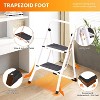 2-Tier Ladder, Lightweight Adult Folding Step, 330 lbs Capacity, Sturdy Portable Ladder with Non-Slip Steps and Handrails, White Square Tubing - 2 of 4