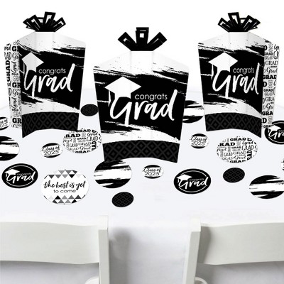 Big Dot of Happiness Black and White Grad Best is Yet to Come 2025 Graduation Party Decor and Confetti Terrific Table Centerpiece Kit 30 Ct