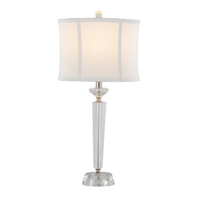 Set of 2 White Crystal Table Lamps with Drum Shades