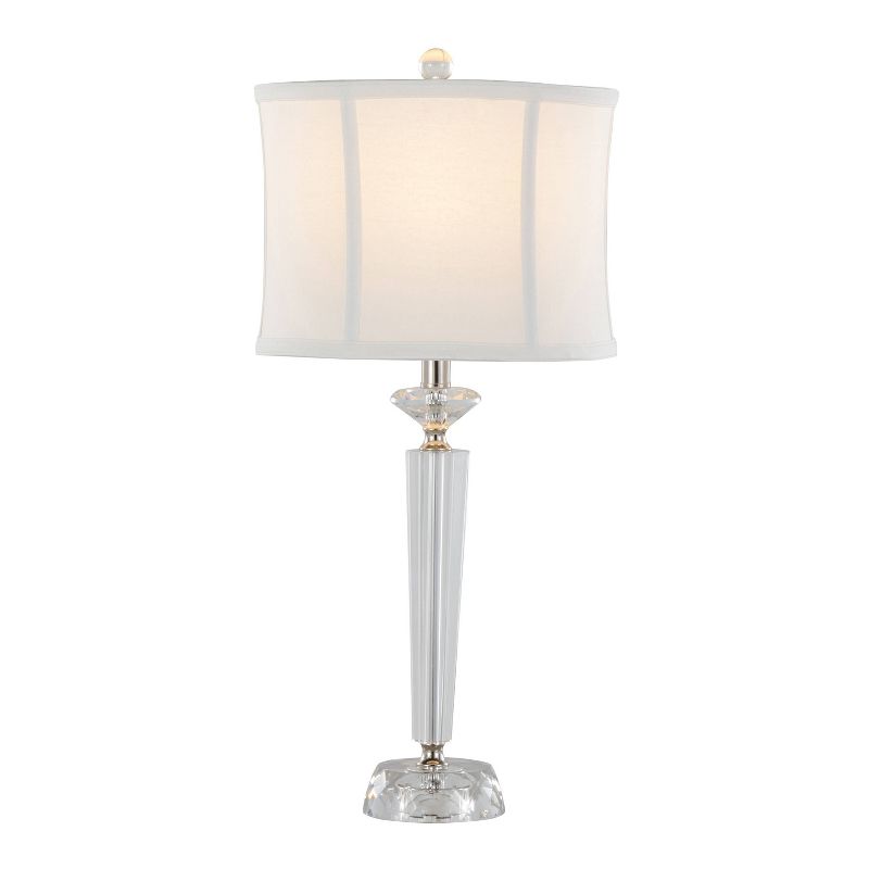 LumiSource (Set of 2) Diamond Torch 25.75&#34; Contemporary Crystal Table Lamps with Off-White Shade and Polished Nickel from Grandview Gallery, 3 of 9