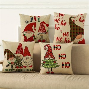 Lomsoe 4pcs Christmas Elf Theme Pillow Covers Modern Decorative Cushion Cheerful Christmas Pattern, Decorative Pillowcases, Home Decorators. - 1 of 4