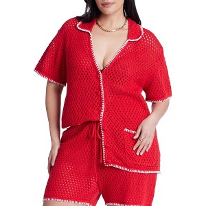 ELOQUII Women's Plus Size Crochet Sweater Tee - 1 of 4