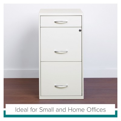 Pearl White Vertical Lockable 3-Drawer Metal File Cabinet