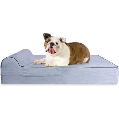 KOPEKS Large Orthopedic Memory Foam Dog Bed With Pillow - Includes Waterproof Inner Protector & Removable Cover - Grey
