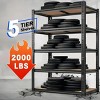 Heavy-Duty 5-Tier Storage Shelf, Foldable Steel Organizer Rack with Wheels for Kitchen Living Room, No Tools Assembly, Space Saver - 3 of 4
