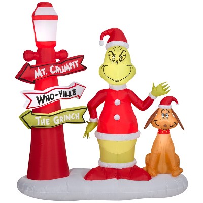 Gemmy Christmas Inflatable Grinch And Max With Lamp Post, 6 Ft Tall ...