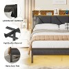 Furnulem Upholstered Bed Frame with LED Lights, Headboard with Charging Station and USB Port, Metal Platform Bed Frame Support, No Box Spring Needed - 3 of 4