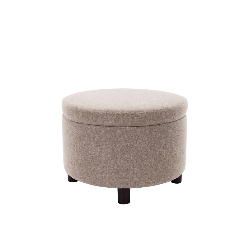 Large Round Storage Ottoman with Lift Off Lid - WOVENBYRD, 1 of 14