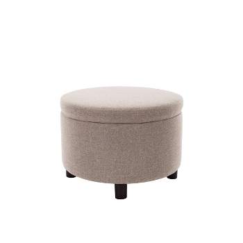 Large Round Storage Ottoman with Lift Off Lid - WOVENBYRD