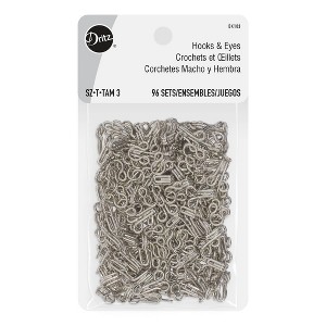 Dritz 96ct Hooks & Eyes Nickel: Sewing Fasteners, Metal, Silver, Hook and Eye, Blouse Hook, 96 Pieces - 1 of 4