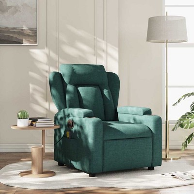 VidaXL Massage Recliner Chair Dark Green Fabric