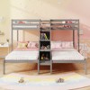 Tangkula Wooden Twin Over Twin & Twin Bunk Bed w/ 4-Step Storage Staircase Guardrail - 4 of 4