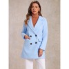 INSPIRE CHIC Women's Notch Lapel Double Breasted Belted Mid Long Outwear Winter Coat - 3 of 4