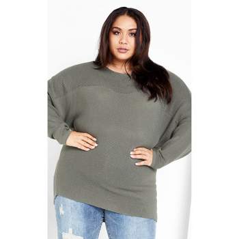 Women's Plus Size Romance Sweater - deep sage | CITY CHIC