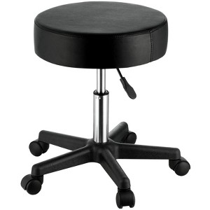 VEVOR Rolling Stools with Wheels, 400 LBS Weight Capacity Adjustable Height Stool with Ultra-Thick Seat Cushion, Swivel Stools Chair, Black - 1 of 4