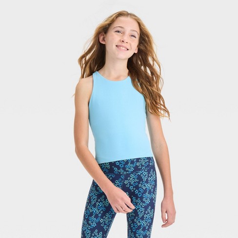 Girls' Cropped Tank Top - All In Motion™ Blue L : Target