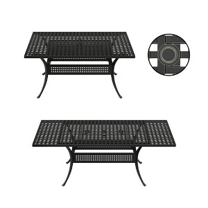 Mondawe Extendable Rectangular Aluminum Outdoor Dining Table with Umbrella Hole, Black - 1 of 4