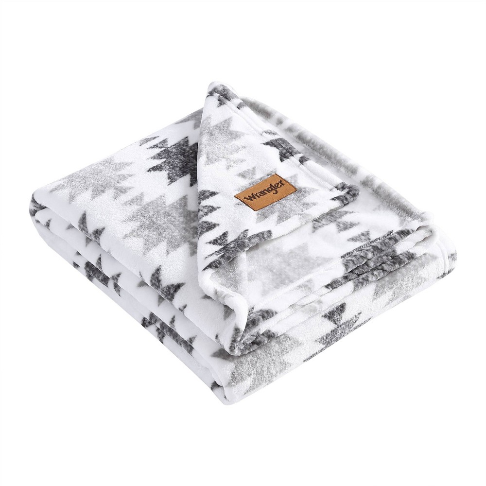 Photos - Duvet Wrangler 50"x60" Canyon Reversible Throw Blanket Ikat Gray - : Polyester Plush, Machine Washable, Travel-Friendly 