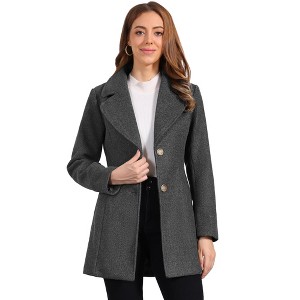 INSPIRE CHIC Women's Elegant Notched Lapel Button Single Breasted Winter Coat - 1 of 4
