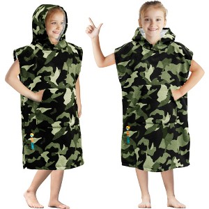 SUN CUBE Kids Changing Robe Surf Beach Towels, Quick Dry Wearable Towel Hood Pocket, Wetsuit Changing Cape for Toddler Boys Girls Teen 3-12 - 1 of 4