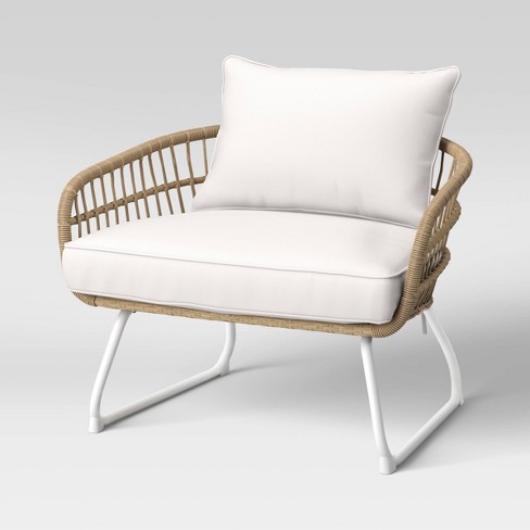 Southport Outdoor Patio Chair with Metal Legs Club Chair Natural White Threshold