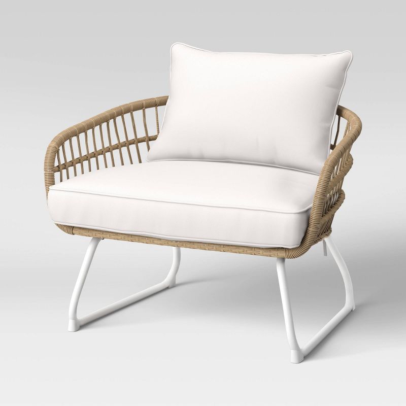 Southport Outdoor Patio Chair with Metal Legs, Club Chair, Accent Chair Natural/White - Threshold&#8482;, 1 of 10