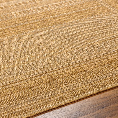 Fannie Beige and Brown Stripe Stain-Resistant Area Rug 6'7" x 9'